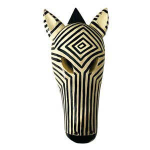 Zebra Mask Wall Decor Safari Tribal African Style  Made Wooden 16"H